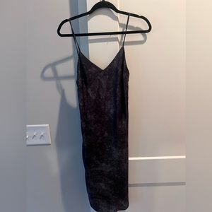 Black and grey midi slip dress